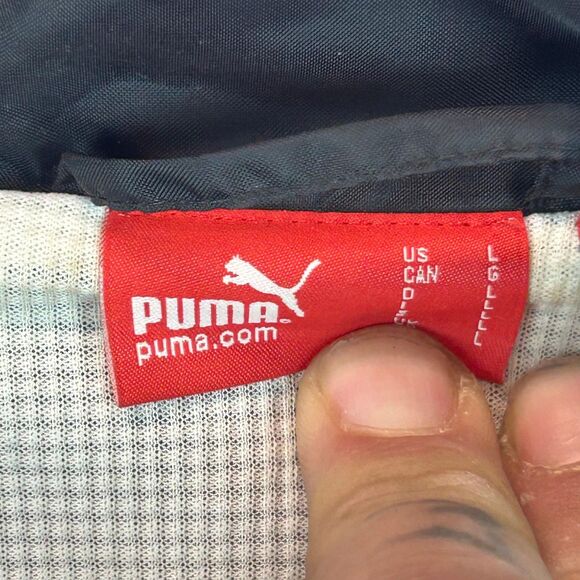 Puma Windbreaker Jacket Men's Large Blue Black Hooded Soccer CISAC 2008 Champion - Picture 3 of 6